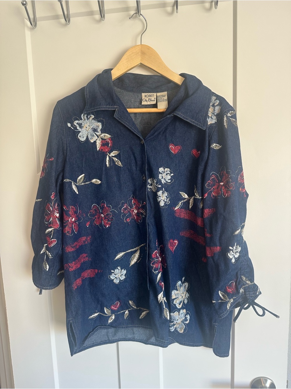 Koret Navy Blue Floral Sequin Jean Jacket